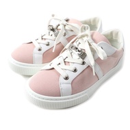 狀況極佳的 HERMES 2022 Day Kelly 搭扣皮革繫帶帆布運動鞋，粉紅色，尺寸 36.5，義大利製造，附鞋盒和防塵袋。