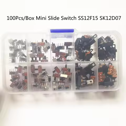 100Pcs/Box Mini Slide Switch SS12F15 SK12D07 Toggle Switch 3Pin PCB 2 Position 1P2T SPDT Handle High