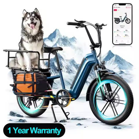 SISIGAD K008 Electric Bike 1500W motor, 28MPH speed, 80-mile range, 20" fat tires, 7-speed cargo e-b