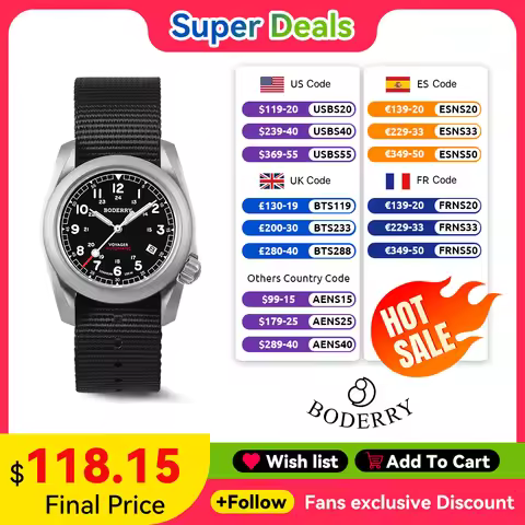 BODERRY Men's Field Watches Titanium Automatic For Seiko Top Brand Dive Wristwatch 100M Waterproof C