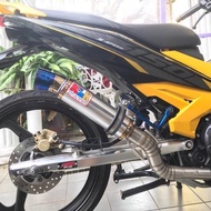 Y15 Nlk noolamluka 💯 original exhaust big cork tembak bulan ekzos pipe (silver) (32mm/ 35mm / 38mm)