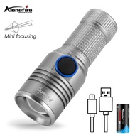 Alonefire X31 10W LED zoom đèn pin mini sáng cao có thể sạc qua USB đi bộ ngoài trời di động làm việ