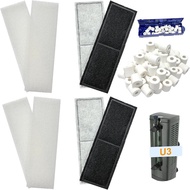 2 Set Aquarium Filter Media Compatible with Fluval U3 Underwater Filter, Include 4 Carbon Foam Filte