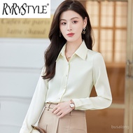 RYRYSTYLE Wine Red Shirt Womens Long sleeved Top Autumn New Western Fashion Professional Womens Unde