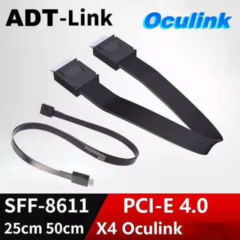 ADT PCI-E 4.0 X4 SFF-8611 Male FFC Oculink Extension Cable External GPU Dock Graphics Card SSD PC Se