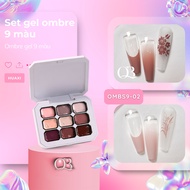 Set 9 màu sơn gel ombre tạo hiệu ứng loang chất đặc sánh có thể dùng in khuôn nail làm nail gấm (cần