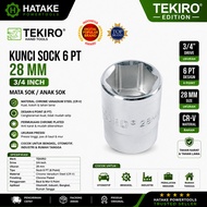 MATA TEKIRO 3/ 4 Inch Socket Wrench 6 PT 28 MM CR-V 6 Point Socket Bit Original | Heavy Duty Socket 