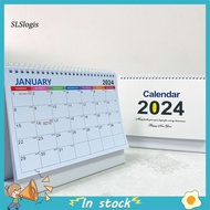 SLS_ Paper Desk Calendar Thick Paper Desk Calendar 2024 Spiral Coil Desk Calendar for Office and School Planning Simple Style Monthly Planner for Event Log and for Southeast