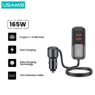 USAMS C40 CC213 Car Charger Adapter 3Usb+2Type-C Fast Charging 165W 1.5M
