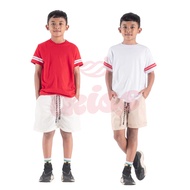 MERAH KATUN August Children's T-Shirt CottonPOLOS 1-14 Years Trendy Red and White August Shirt Unise