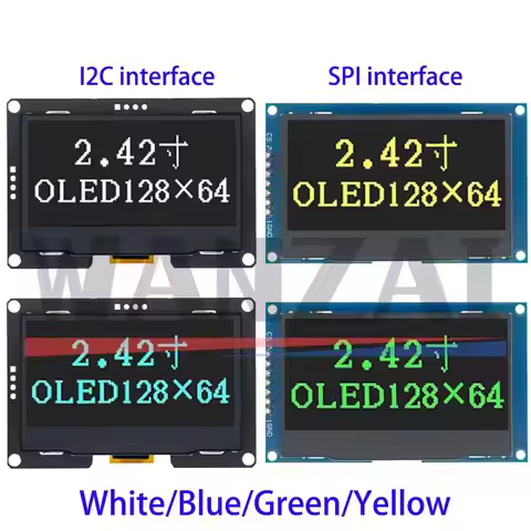 2.4" 2.42 inch 128x64 OLED LCD Display Module SSD1309 12864 7 Pin SPI/IIC I2C Serial Interface for A