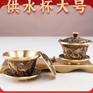 黄铜带盖供水杯 MW13 Brass Covered Water Cup - Bekas Air Tembaga untuk Altar Buddha, Peralatan Kuil, Persemb