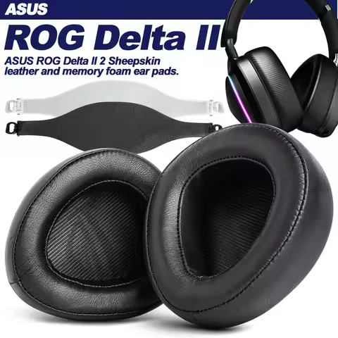 EarPads For ASUS ROG Delta II 2 Sheepskin Earmuffs Widened Headband Pressure-Relief Dermis Memory Co