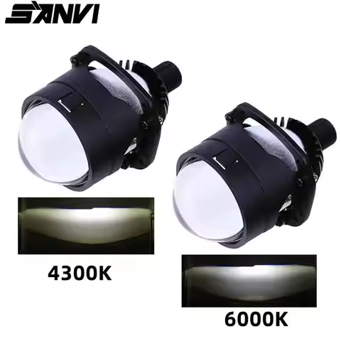 SANVI 2.5Inches 4300K 6000K Bi LED Projector Lenses for Headlights H7 H4 H1 9005 9006 Angel Eyes LED