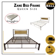 Living Mall Zane Queen Size Metal Bed Frame In White and Copper W/ Optional 6" Foam Mattress Add On