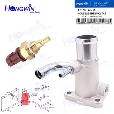 1/2pcs Engine Coolant Thermostat Housing With Sensor 17570-86G00 For Suzuki Fit for SX4 Fit for Swif