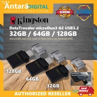 Kingston DT MicroDuo3 Gen2 OTG micro USB Flash Drive(USB3.2 gen1) (32GB/64GB/128GB) DTDUO3G2 for Tab