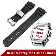 Metal Bezel+Resin Strap Set for Casio G Shock 5600 5610 5035mm Watchband DW5600 GW5000 GLX5600 GW-M5