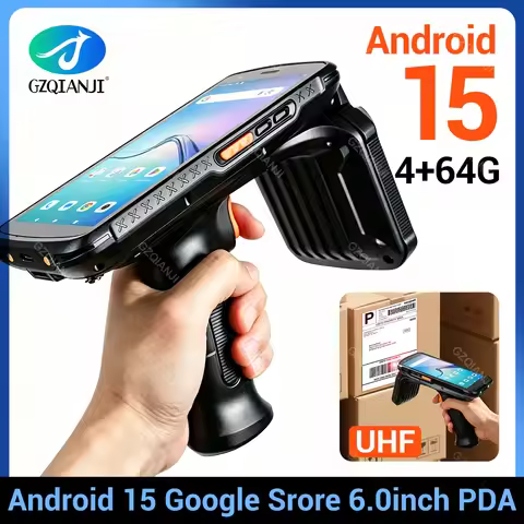 6.0 Inch Android 15 RFID PDA Mobile Handheld 1D/2D Barcode Scanner 4GB RAM 64GB ROM UHF RFID Reader 