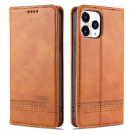 For iphone 12 Pro 12 Pro Max 12 Mini Protective Case Magnetic Leather Flip Cover Case With Buckle Slot