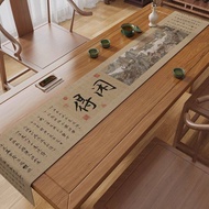 New Chinese Style Calligraphy Table Rag Fabric Tea Table Zen Waterproof Tea Table Mat Cloth Tea Tabl