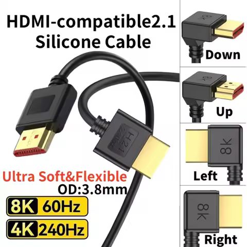 8K HDMI-compatible Cable 2.1 High Speed 48Gbps 8K@60Hz 4K@240Hz HDCP HDR 90 Degree Bend HD Cord for