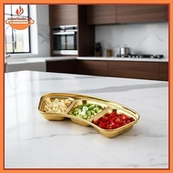 Sweet  Grid 2 Grid 3 Grid Stainless Steel Condiment Dish Durable Divider Plate for Sauces Seasonings