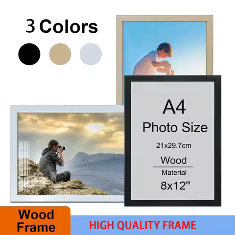 A4 photo frame, wall hanging, table photo frame 8x12 inch black and white wood grain home decoration
