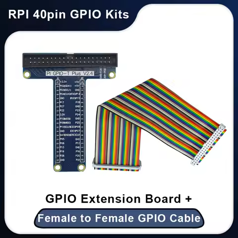 Raspberry Pi 5 4 3 GPIO Expension Board T-Type Board + 40 Pin 20CM Female to Female GPIO Cable Adapt