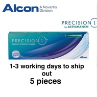 5pieces Alcon Precision 1 Toric Astigmatism Daily Disposable Clear Contact Lenses Silau