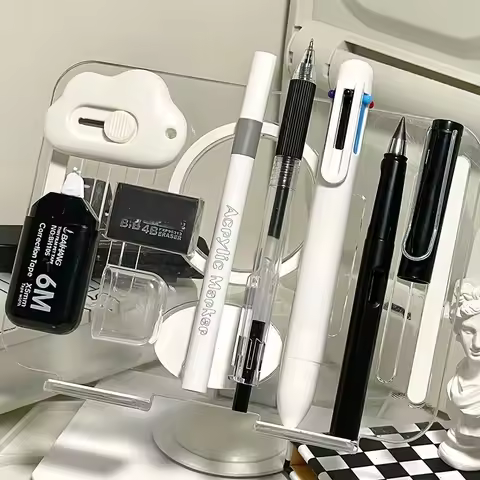 Multifunctional Stationery Set,Sticky Note,Acrylic Pen,Utility Knife,Correction Tape,Eraser,Pencil,G