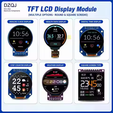 1.28 Inch IPS TFT LCD Display Module 240x240 SPI GC9A01 Round Screen with Pinout & Library, Arduino 