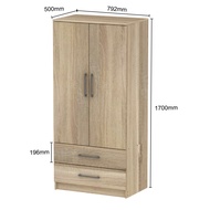 Panelbond 170cm Rectangular White Wardrobe Home Wooden Double Door Wardrobe Bedroom Storage Cabinet 