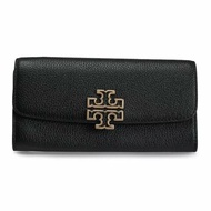 【TORY BURCH】簍空雙T-LOGO釦式長夾-黑色