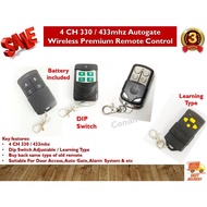 4 Channel 330Mhz / 433Mhz Remote Control - Autogate Door Wireless Premium Remote Control DIP Switch 