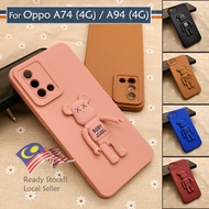 Oppo A74 4G A95 4G Plain Back Silicone Soft TPU Case Cover Casing DIY Mobile Cute Colorful Bear Stan