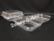 Kuih Container L400 / Disposable Plastic Clear Bakery Container (50pcs±) / 6" Square Cake Tray with 
