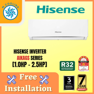 [FREE INSTALLATION] HISENSE 1.0HP~2.5HP R32 AIR COND AIKAGS SERIES INVERTER AIRCOND