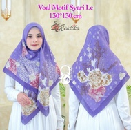 jilbab hijab segiempat segi empat voal syari syar'i motif lc 130 x 130 - ungu bunga new