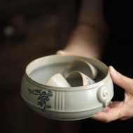草木灰 復古茶海創意粗陶茶洗水盂陶瓷洗茶杯盆碗大號900ml