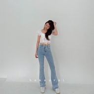 YUMI JEANS - Korean Looks Women's Cutbray Jeans Long Pants XS - XXL