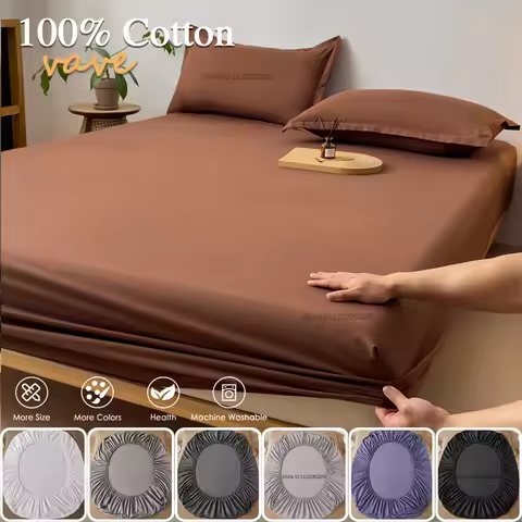 Cotton Fitted Sheet 90x200 160x200cm with Elastic Bands Non Slip Adjustable Mattress Covers for Sing