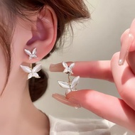 Titanium Steel Small Butterfly Stud Earrings 2-Way Design Light Luxury Versatile

 0Y8Z
