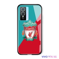UCUC เคส Hp Vivo Y76 5G Y28 4G Vivoy76 5G สำหรับเด็กผู้หญิงหรูหราตราโลโก้คลับฟุตบอลเคสเคสกระจกนิรภัย