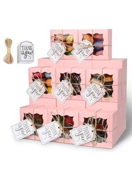 10入組粉紅色烘焙盒（附窗口）,個人紙杯蛋糕盒4x4x2.5英寸,牛皮紙粉紅色禮盒,適用於糕點,餅乾,派,甜甜圈,馬卡龍,生日派對禮品包裝,婚禮裝飾盒,聖誕節禮品派對裝飾,禮品裝飾用紙盒