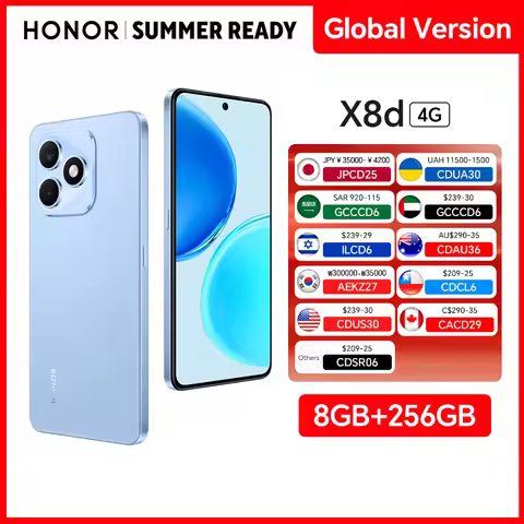 Global Version HONOR X8d 8GB+256GB 4G Smartphone 108MP Main Camera 6800mAh 45W SuperCharge Dual SIM 