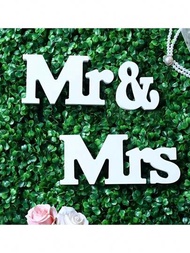 1套木製mr和mrs標誌,木製字母,婚禮餐桌中心裝飾,婚禮禮品,派對桌椅裝飾,家居文化,室內裝飾