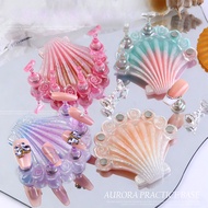 Nail art nail cap holder with shell series - Laser Aurora Ice Transparent Practice Holder - Long str