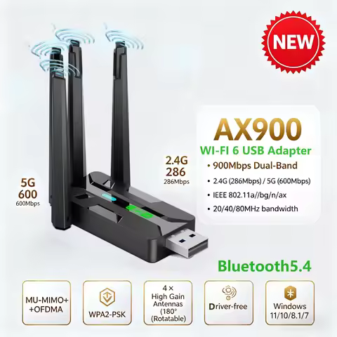 AX900 Wi-Fi 6 USB Adapter Bluetooth 5.4 Wireless Network Card 900Mbps Dual Band 2.4G/5.8G WiFi Dongl