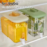 Brobaba Jus Jug 4L Minuman Galon Dispenser 4L Juice Jug Beverage Large Capacity Portable Water Dispe